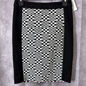 Trina Turk Women's 0 Black White Geometric Graphic Full Zip Pencil Skirt NWT
